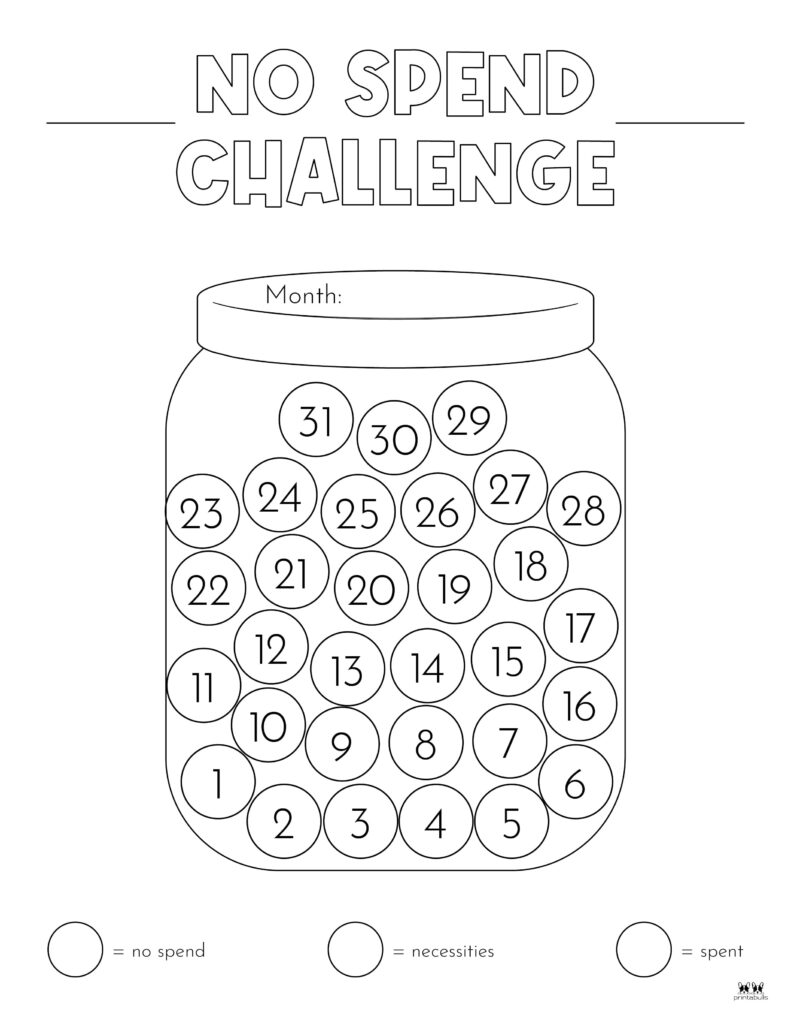 no spend challenge printables | printabulls